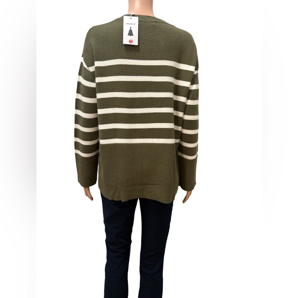 NWT Striped Knit Crewneck Pullover Side Split size Small - Picture 3 of 4